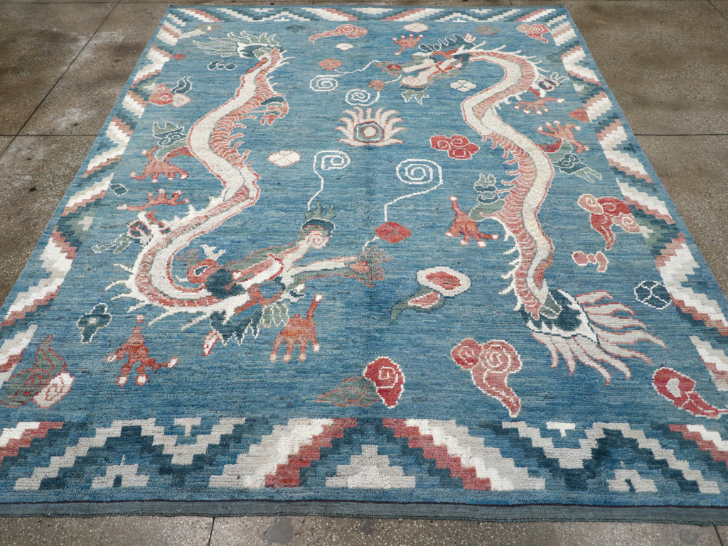 Modern East Turkestan Dragon Khotan Pictorial Room Size Carpet, No.32397 - Galerie Shabab