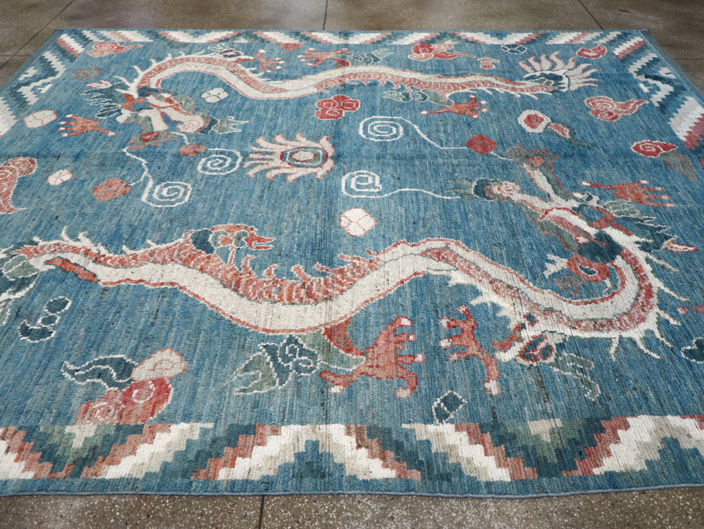 Modern East Turkestan Dragon Khotan Pictorial Room Size Carpet, No.32397 - Galerie Shabab