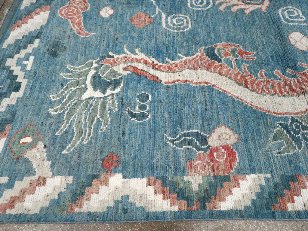 Modern East Turkestan Dragon Khotan Pictorial Room Size Carpet, No.32397 - Galerie Shabab