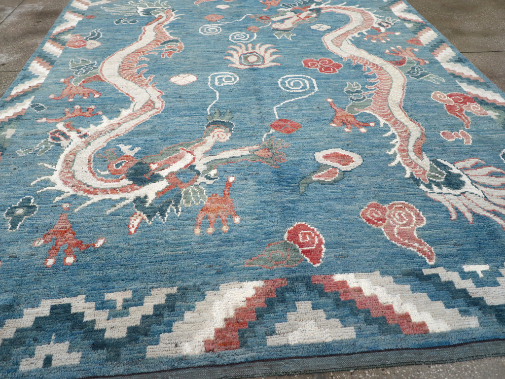 Modern East Turkestan Dragon Khotan Pictorial Room Size Carpet, No.32397 - Galerie Shabab
