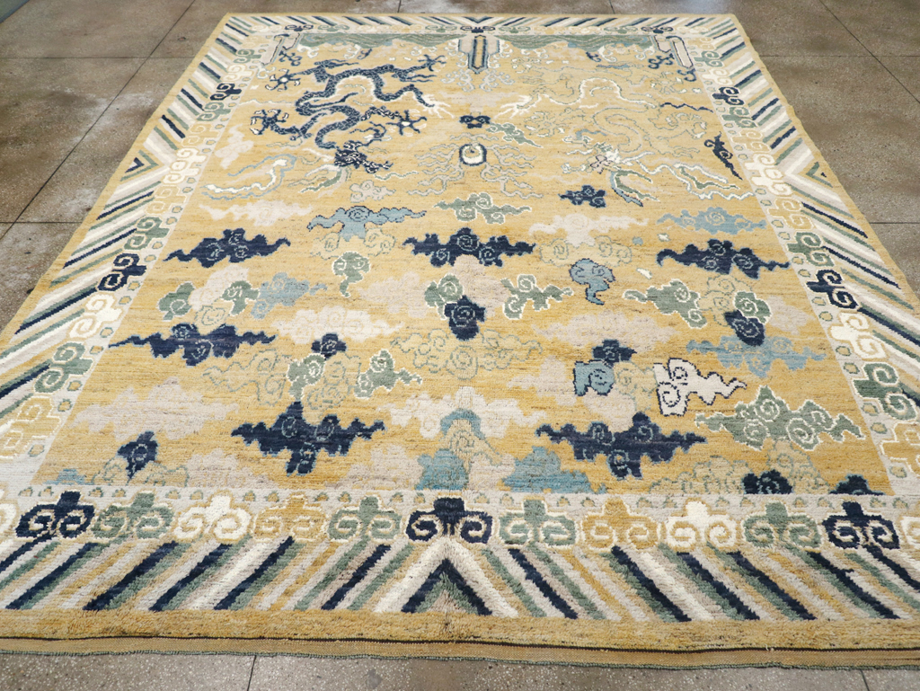 Modern East Turkestan Dragon Pictorial Khotan Room Size Carpet, No.32398 - Galerie Shabab