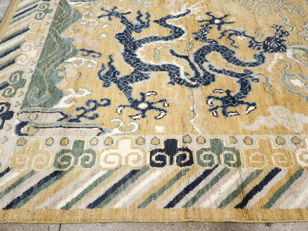 Modern East Turkestan Dragon Pictorial Khotan Room Size Carpet, No.32398 - Galerie Shabab