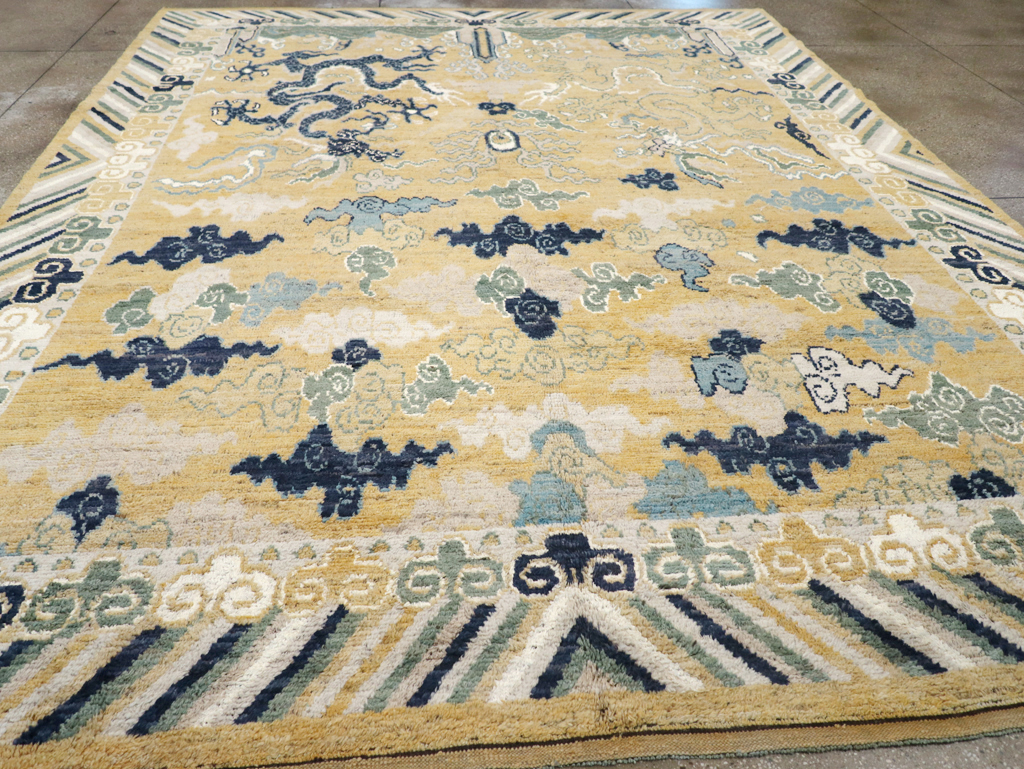 Modern East Turkestan Dragon Pictorial Khotan Room Size Carpet, No.32398 - Galerie Shabab