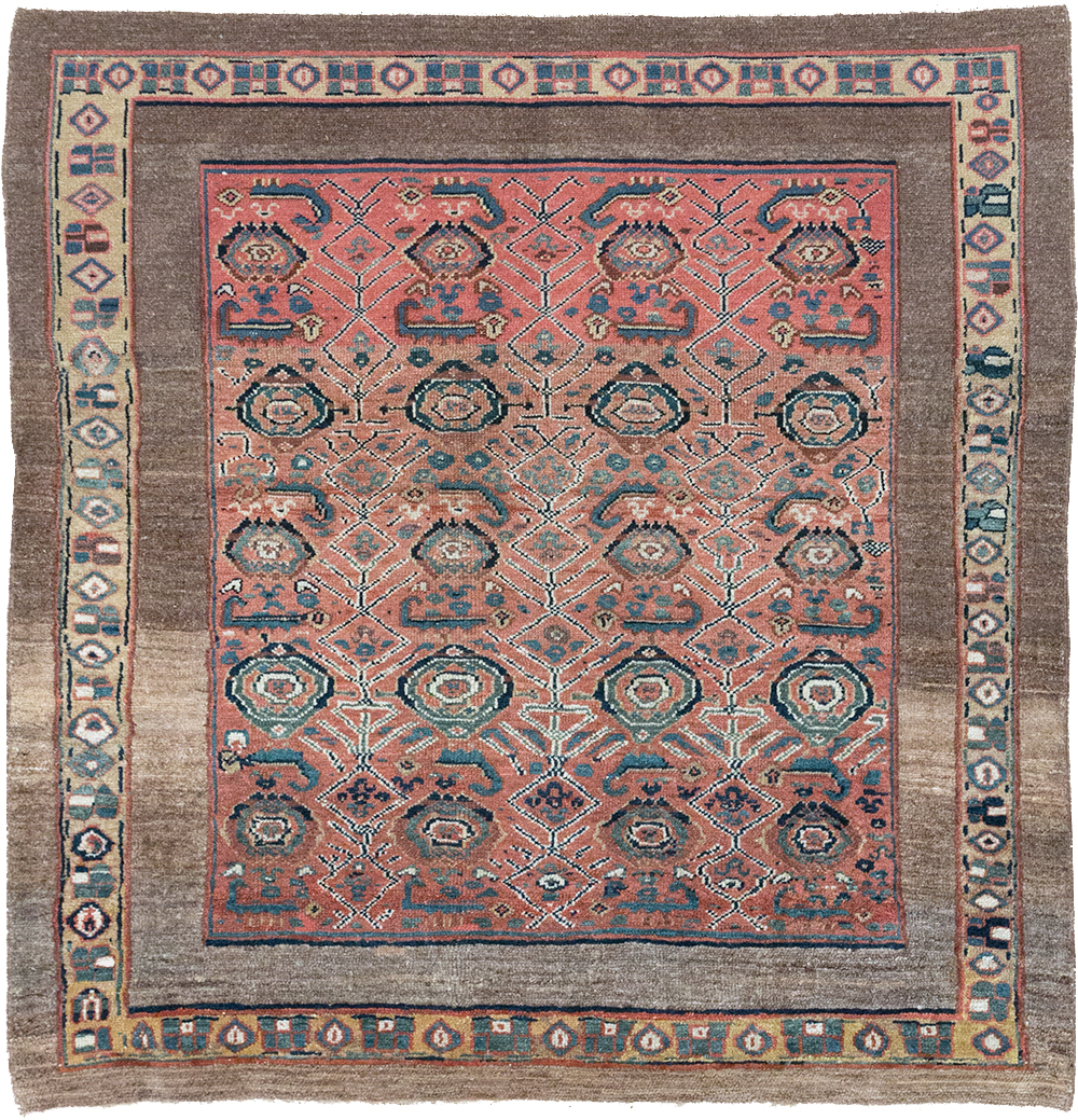 Antique Persian Serab Square Accent Rug, No.32399 - Galerie Shabab