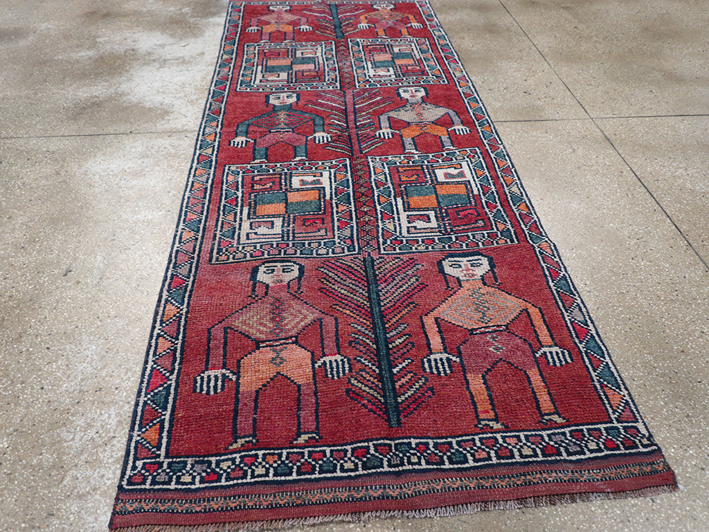 Vintage Turkish Anatolian Pictorial Runner, No.32408 - Galerie Shabab