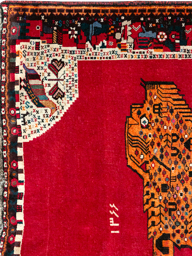 Vintage Persian Gabbeh Pictorial Accent Rug, No.32414 - Galerie Shabab