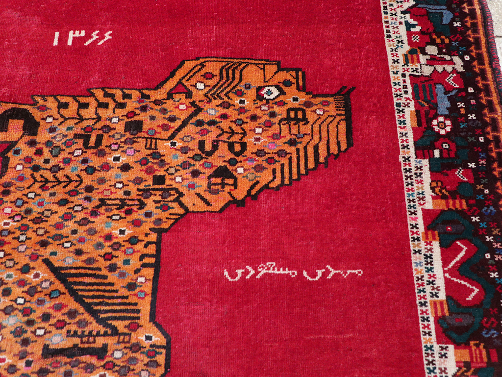 Vintage Persian Gabbeh Pictorial Accent Rug, No.32414 - Galerie Shabab