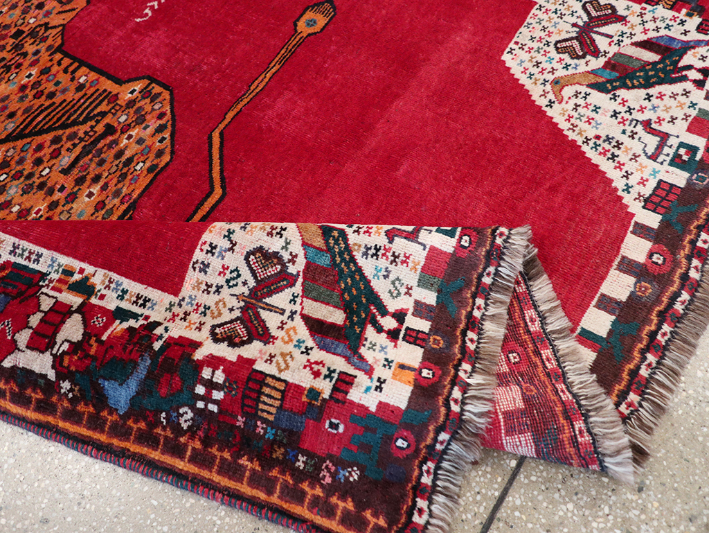 Vintage Persian Gabbeh Pictorial Accent Rug, No.32414 - Galerie Shabab