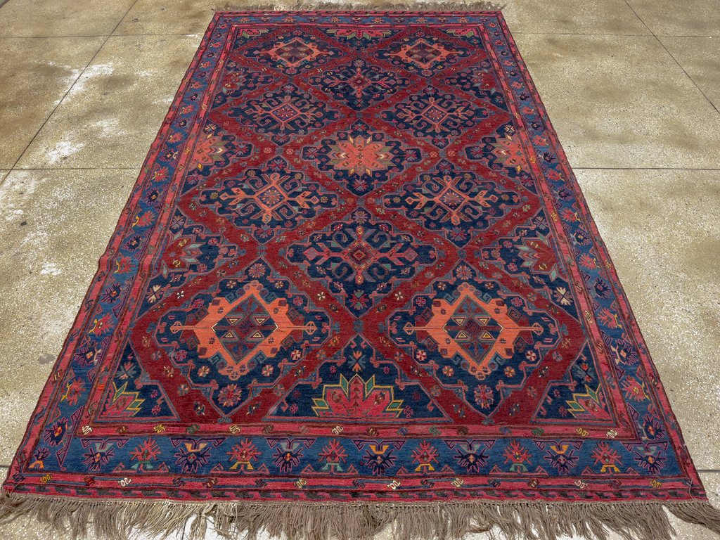Vintage Central Asian Flatweave Soumak Gallery Carpet, No.32416 - Galerie Shabab