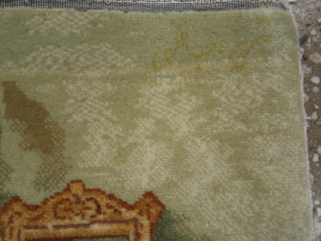 Vintage Persian Tabriz Pictorial Throw Rug, No.32417 - Galerie Shabab