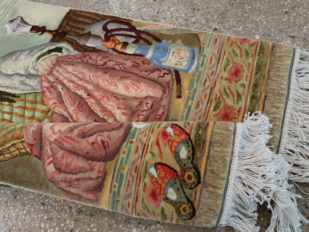 Vintage Persian Tabriz Pictorial Throw Rug (Pair: 1 of 2), No.32417 - Galerie Shabab