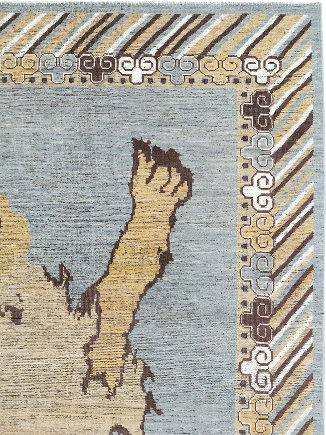 Modern East Turkestan Khotan Pictorial Room Size Carpet, No.32475 - Galerie Shabab