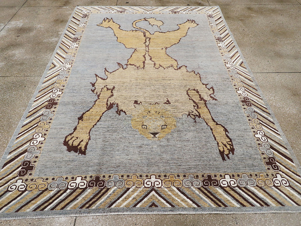 Modern East Turkestan Khotan Pictorial Room Size Carpet, No.32475 - Galerie Shabab