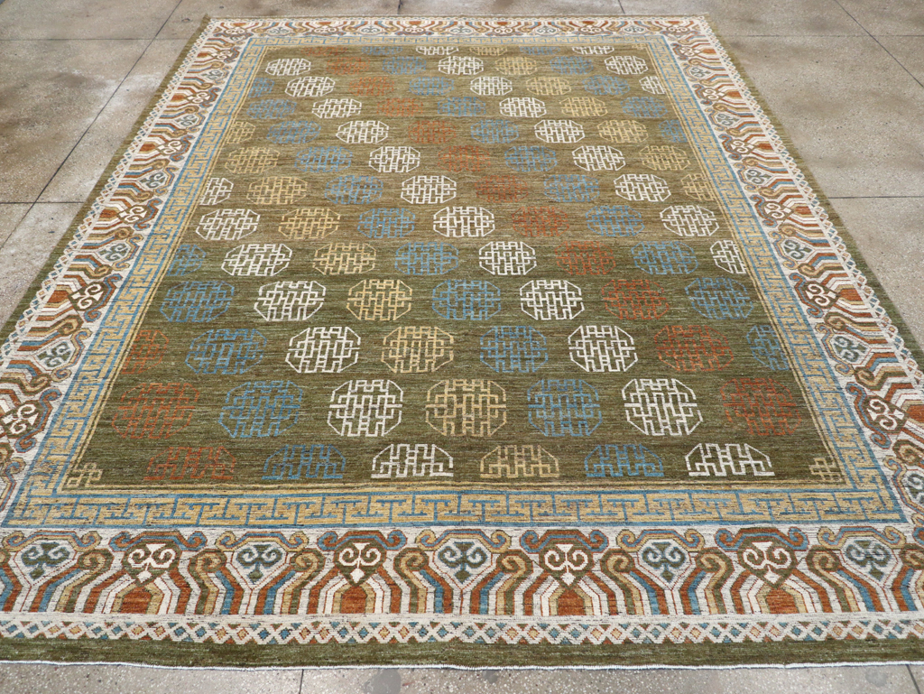 Modern East Turkestan Khotan Room Size Carpet, No.32476 - Galerie Shabab