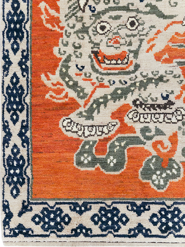 Modern East Turkestan Dragon Khotan Pictorial Small Room Size Carpet, No.32477 - Galerie Shabab