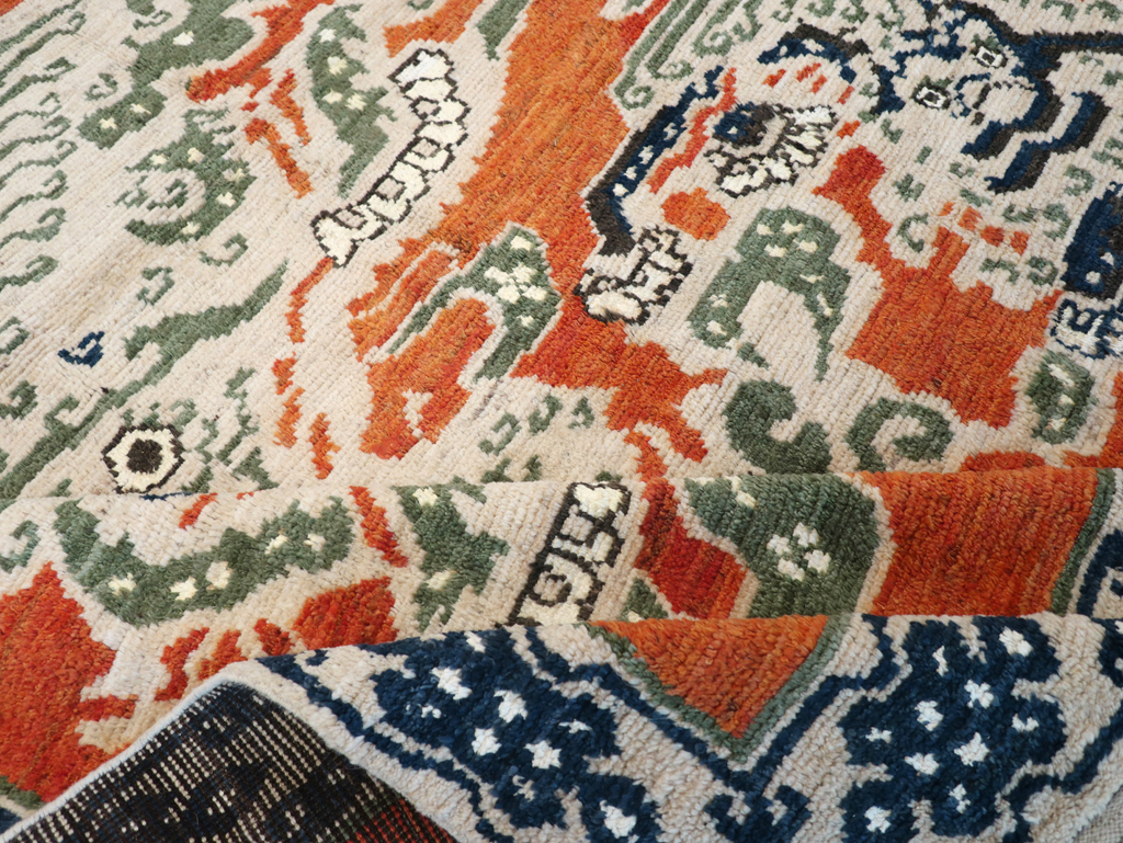 Modern East Turkestan Dragon Khotan Pictorial Small Room Size Carpet, No.32477 - Galerie Shabab