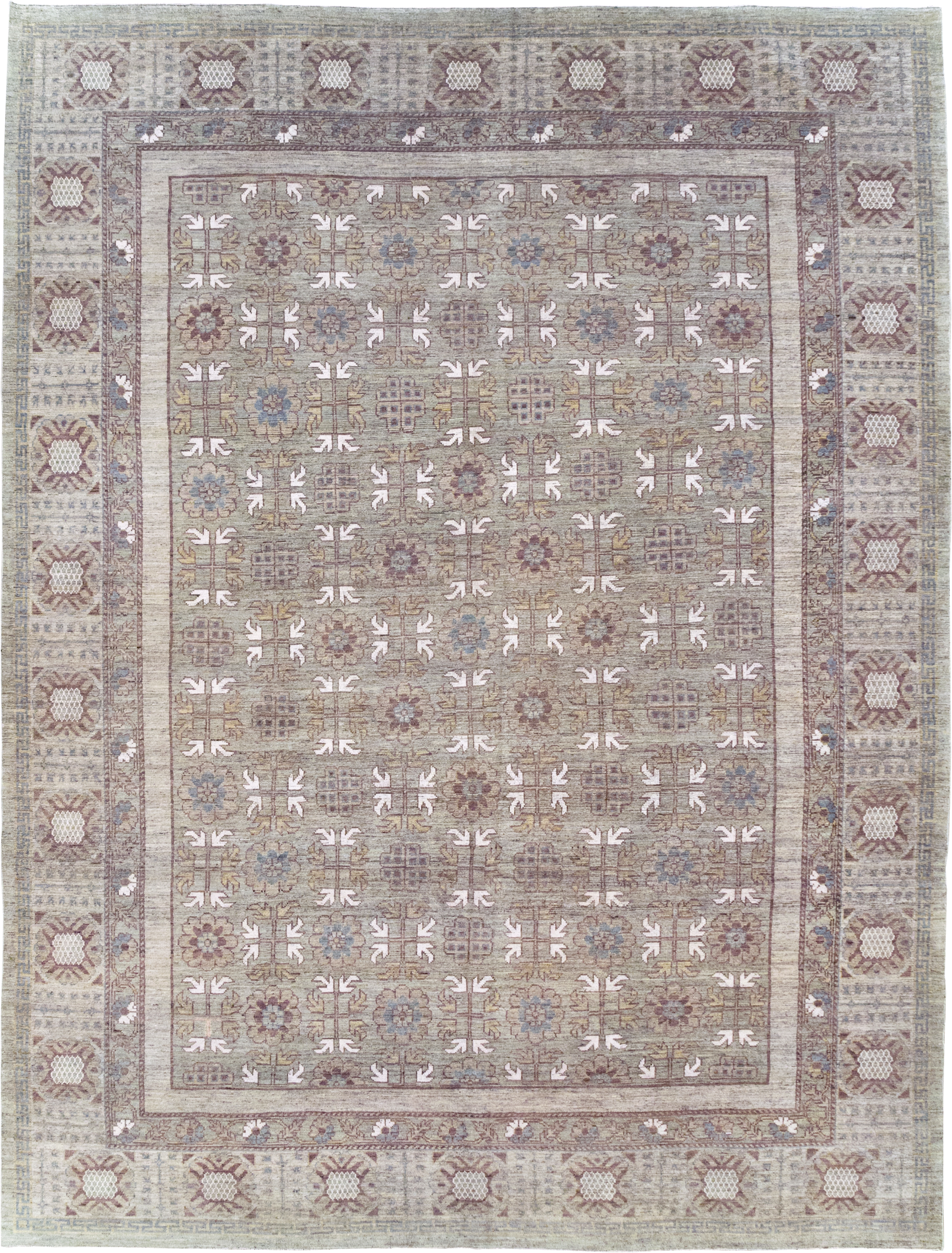 Modern East Turkestan Khotan Room Size Carpet, No.32483 - Galerie Shabab