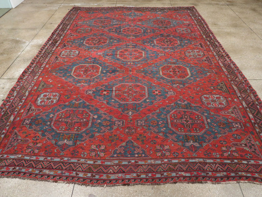Antique Central Asian Soumak Room Size Carpet, No.32489 - Galerie Shabab
