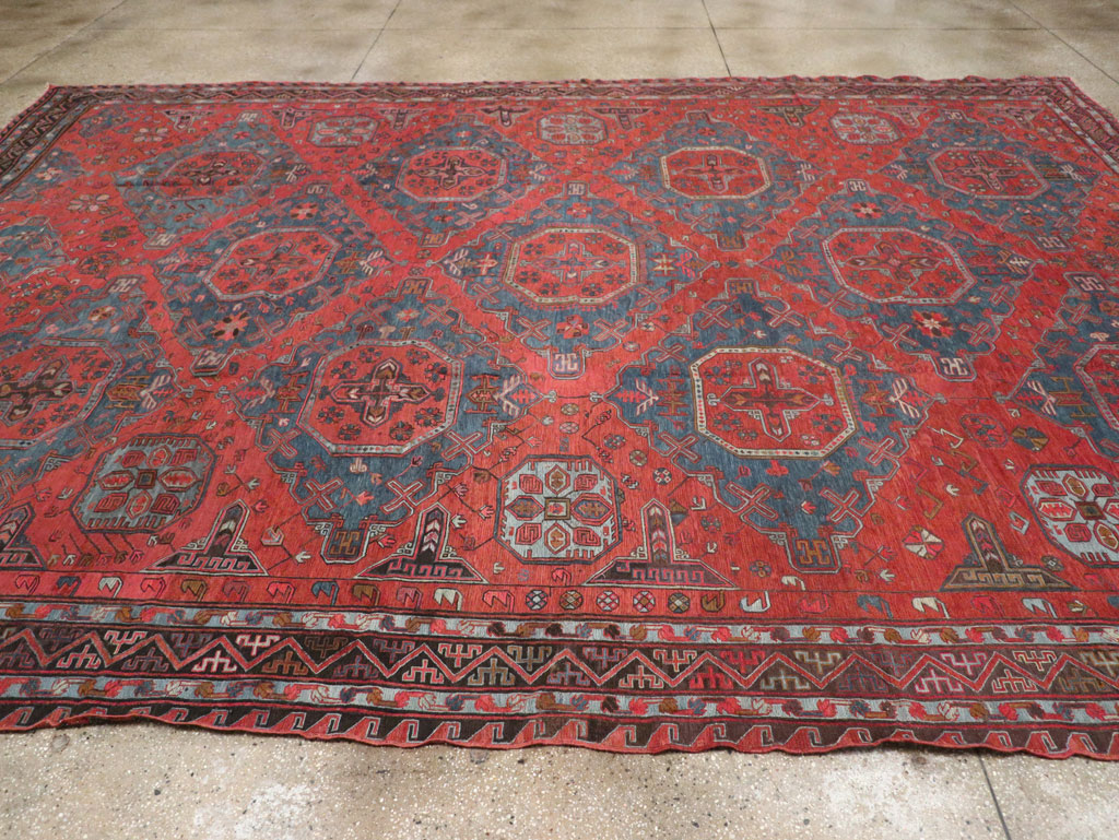 Antique Central Asian Soumak Room Size Carpet, No.32489 - Galerie Shabab