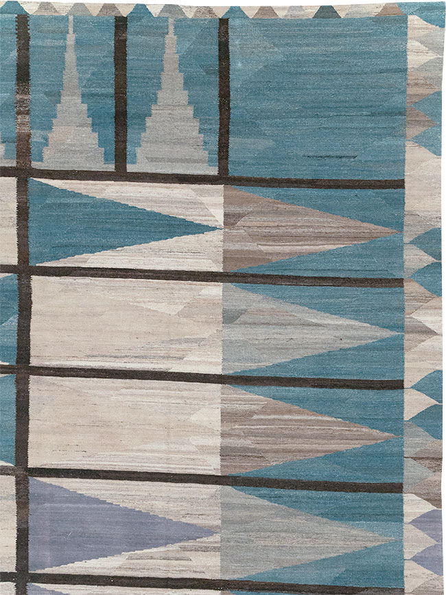 Modern Turkish Flatweave Large Carpet, No.32499 - Galerie Shabab
