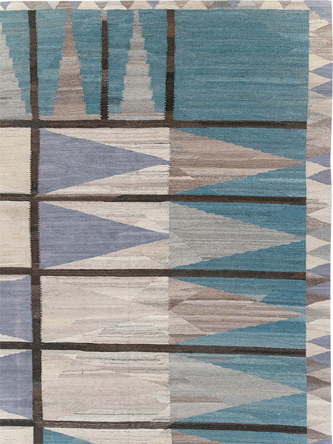Modern Turkish Flatweave Large Carpet, No.32499 - Galerie Shabab