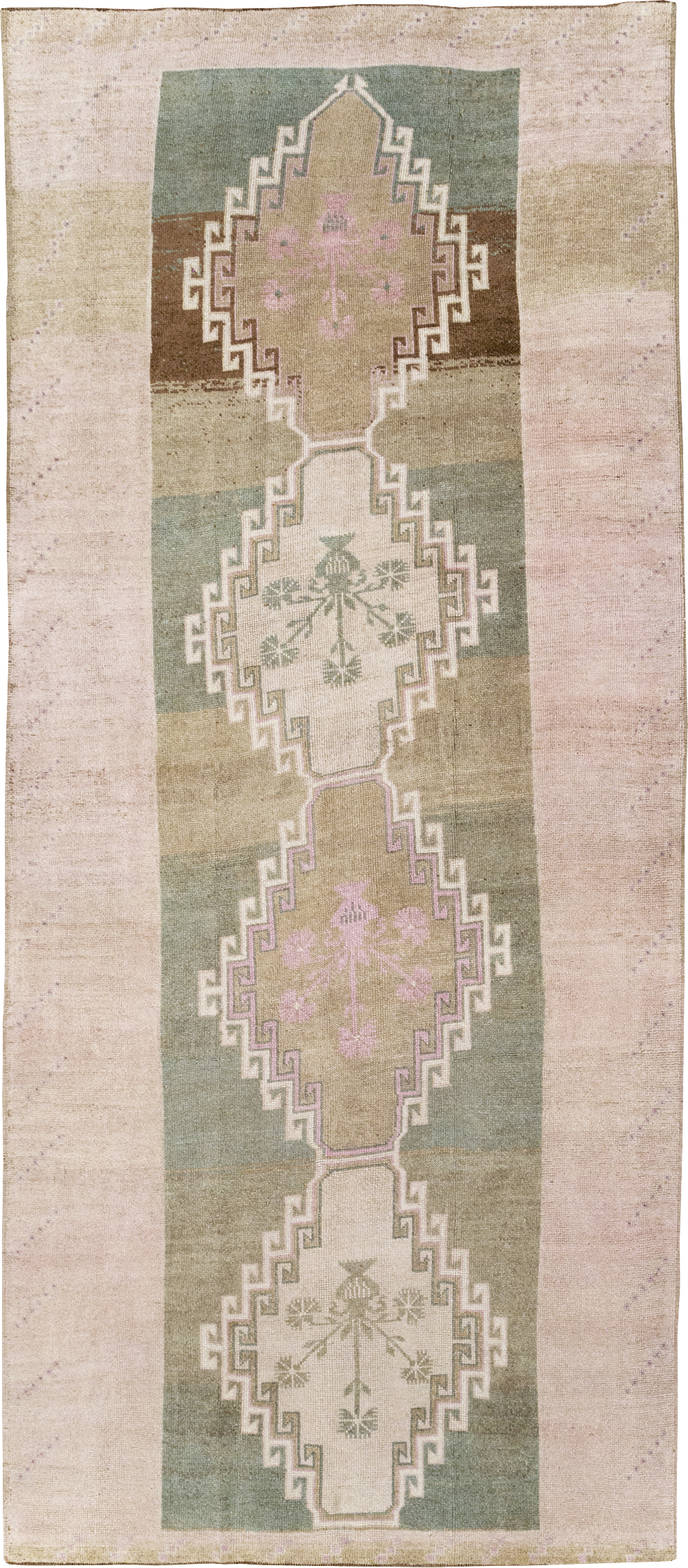 Vintage Turkish Anatolian Wide Gallery Runner, No.32503 - Galerie Shabab
