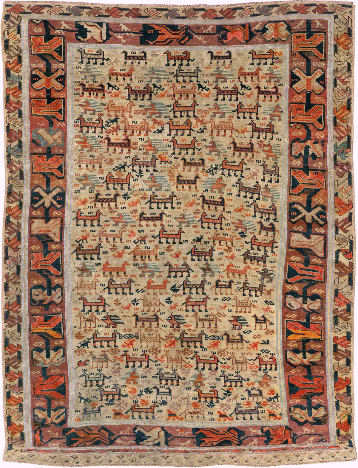 Antique Caucasian Shirvan Accent Rug, No.32512 - Galerie Shabab