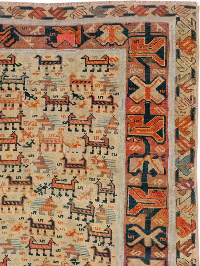 Antique Caucasian Shirvan Accent Rug, No.32512 - Galerie Shabab