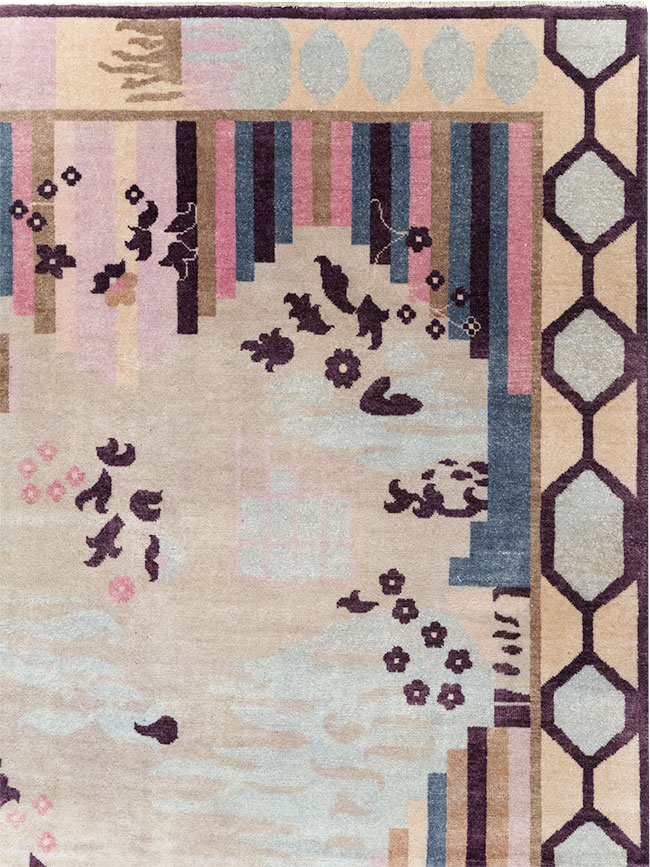 Modern Turkish Art Deco Room Size Carpet, No.32519 - Galerie Shabab