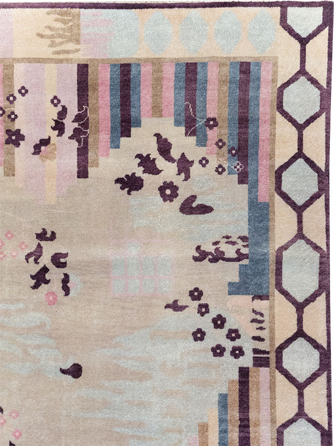 Modern Turkish Art Deco Room Size Carpet, No.32519 - Galerie Shabab