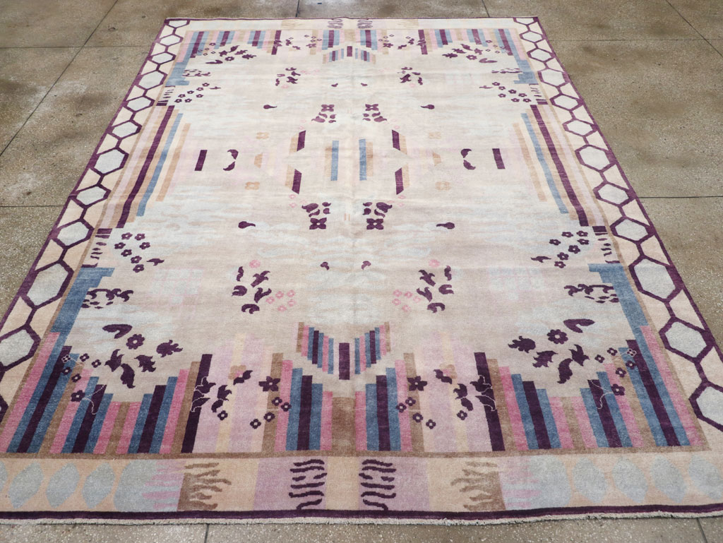 Modern Turkish Art Deco Room Size Carpet, No.32519 - Galerie Shabab