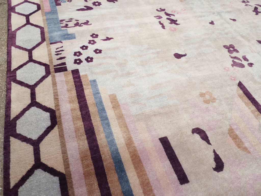 Modern Turkish Art Deco Room Size Carpet, No.32519 - Galerie Shabab