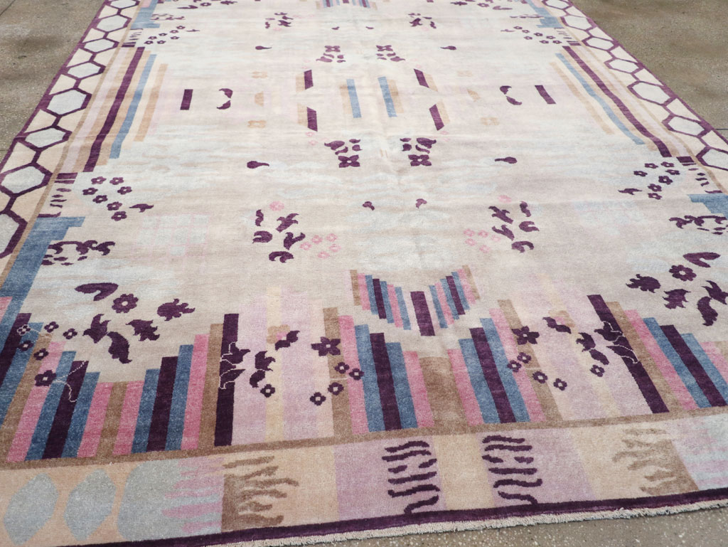 Modern Turkish Art Deco Room Size Carpet, No.32519 - Galerie Shabab