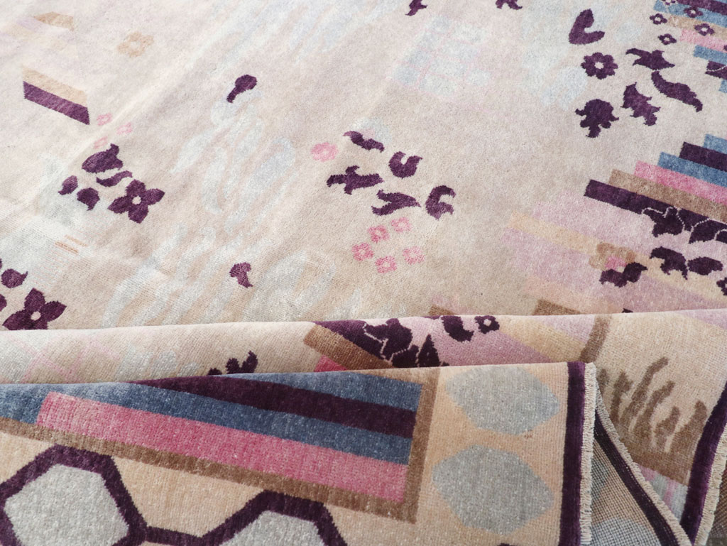 Modern Turkish Art Deco Room Size Carpet, No.32519 - Galerie Shabab