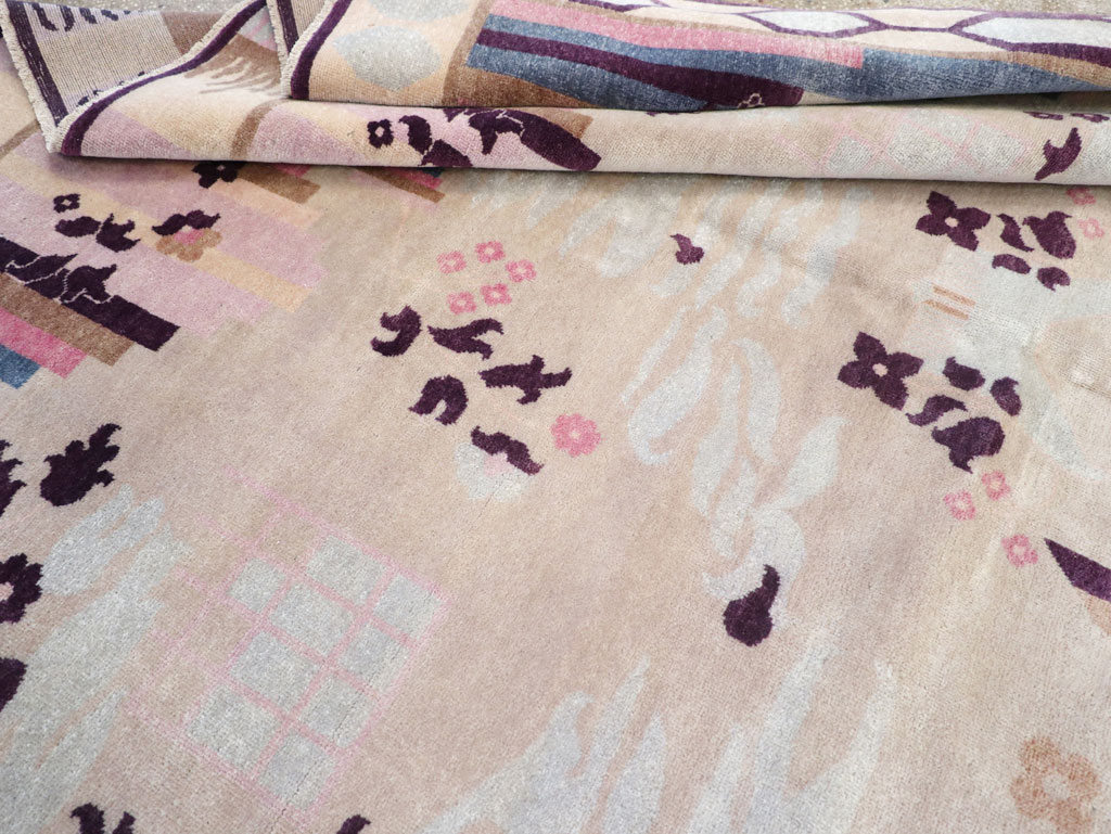 Modern Turkish Art Deco Room Size Carpet, No.32519 - Galerie Shabab
