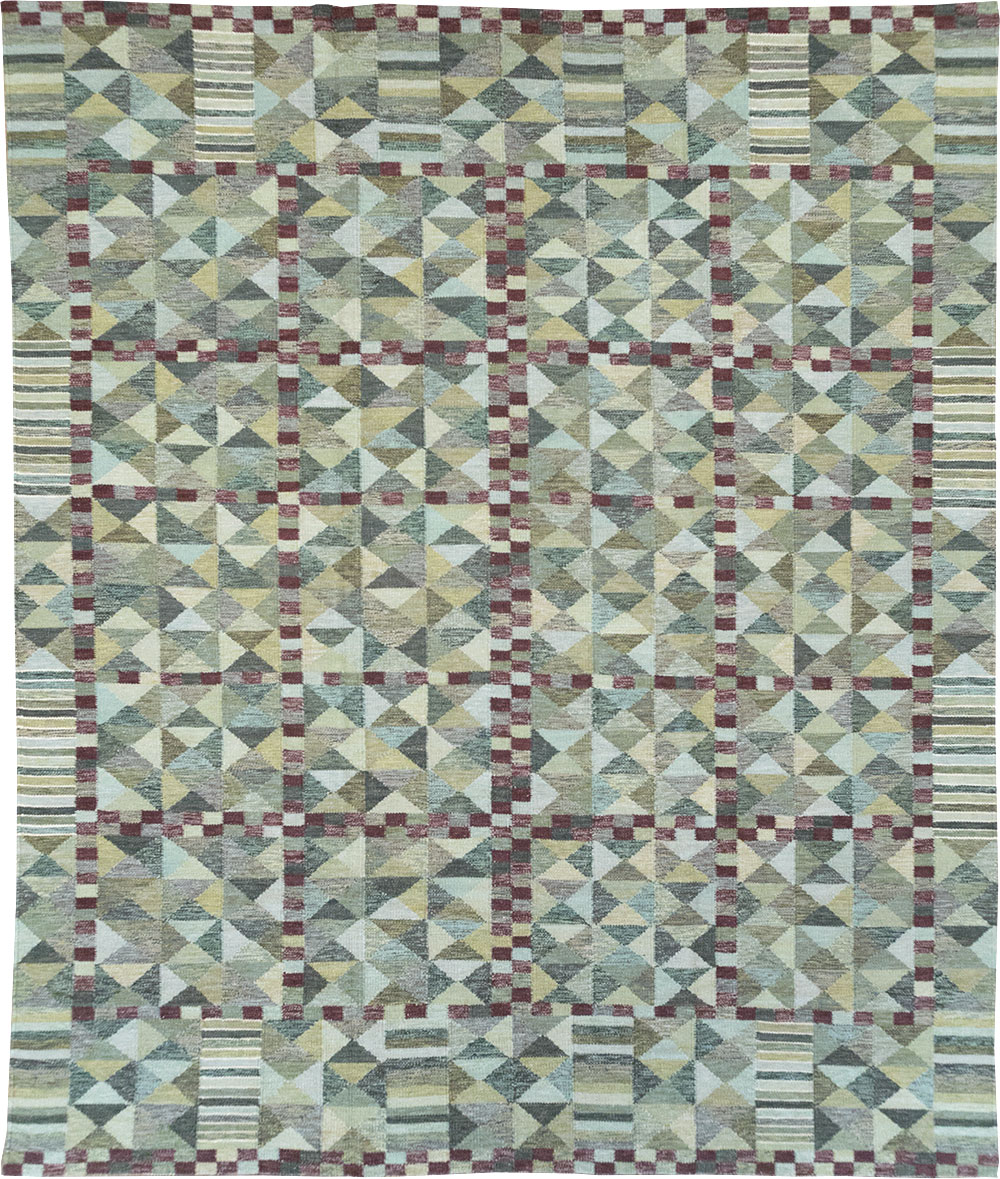 Swedish Inspired Contemporary Turkish Kilim Large Room Size Carpet, No.32521 - Galerie Shabab