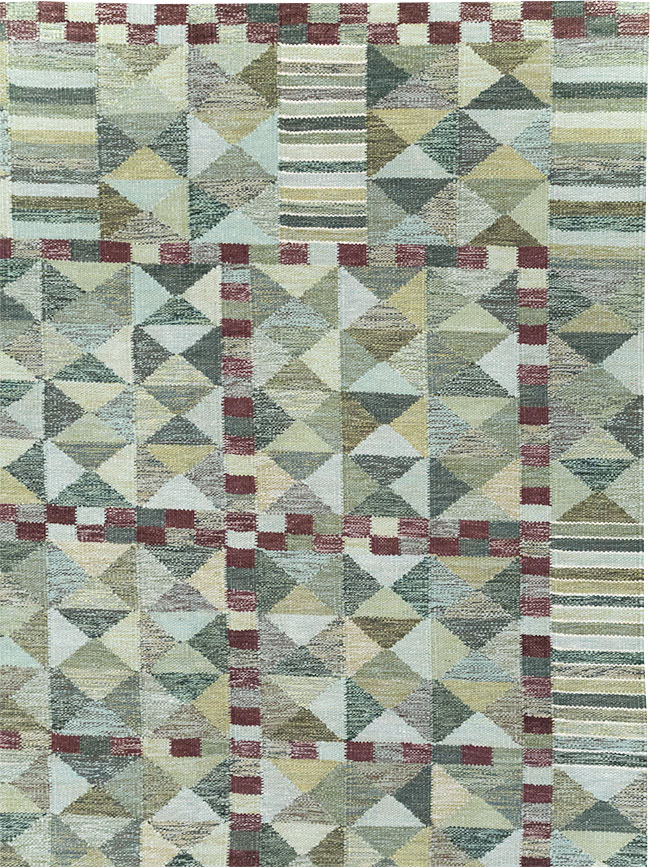 Swedish Inspired Contemporary Turkish Kilim Large Room Size Carpet, No.32521 - Galerie Shabab