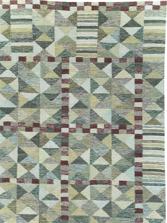 Swedish Inspired Contemporary Turkish Kilim Large Room Size Carpet, No.32521 - Galerie Shabab