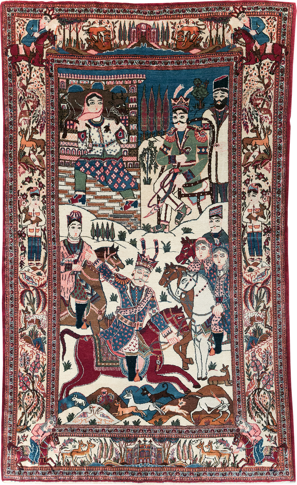 Vintage Persian Pictorial Kashan Rug, No.32528 - Galerie Shabab