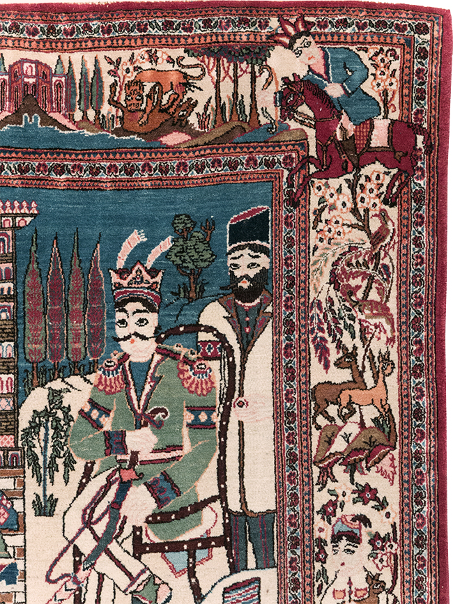 Vintage Persian Pictorial Kashan Rug, No.32528 - Galerie Shabab