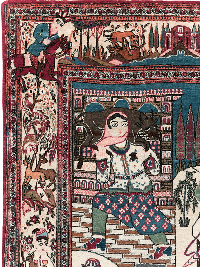 Vintage Persian Pictorial Kashan Rug, No.32528 - Galerie Shabab