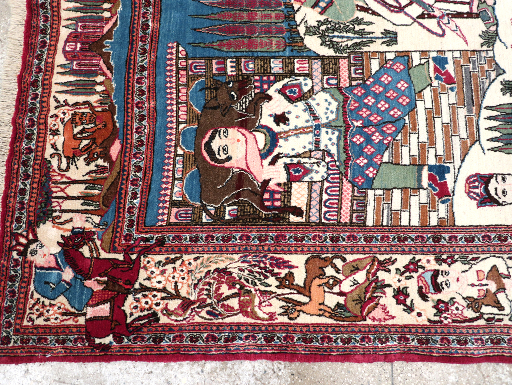 Vintage Persian Pictorial Kashan Rug, No.32528 - Galerie Shabab