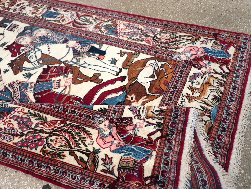 Vintage Persian Pictorial Kashan Rug, No.32528 - Galerie Shabab