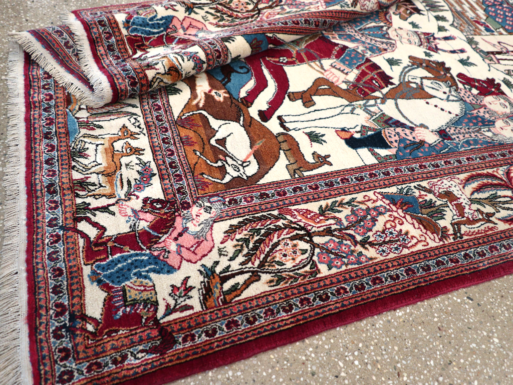Vintage Persian Pictorial Kashan Rug, No.32528 - Galerie Shabab