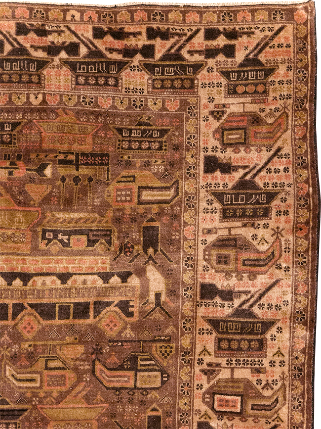 Vintage Afghan Pictorial War Rug, No.32529 - Galerie Shabab
