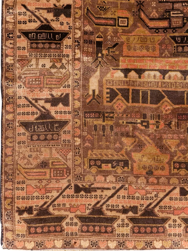 Vintage Afghan Pictorial War Rug, No.32529 - Galerie Shabab
