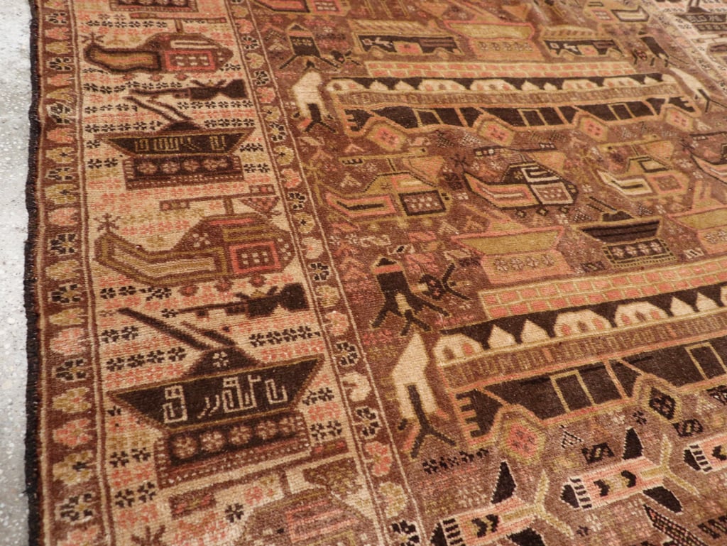 Vintage Afghan Pictorial War Rug, No.32529 - Galerie Shabab