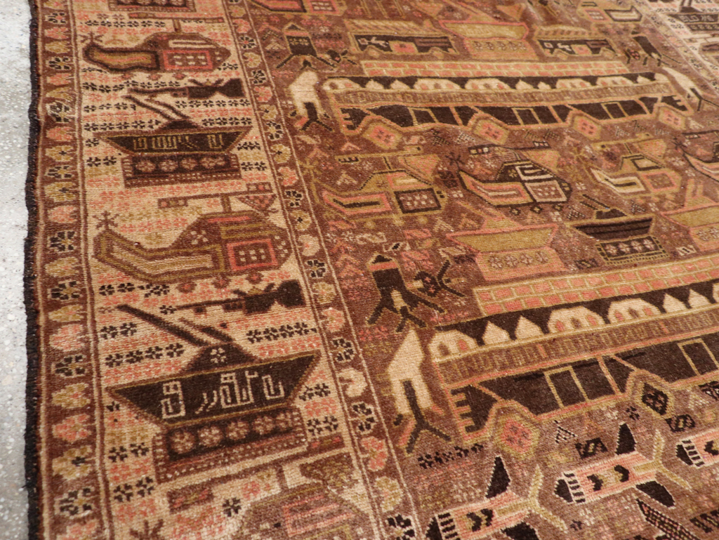 Vintage Afghan Pictorial War Rug, No.32529 - Galerie Shabab