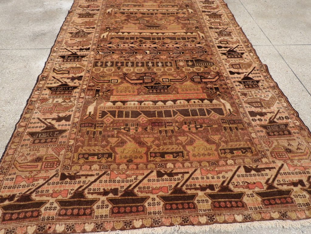 Vintage Afghan Pictorial War Rug, No.32529 - Galerie Shabab