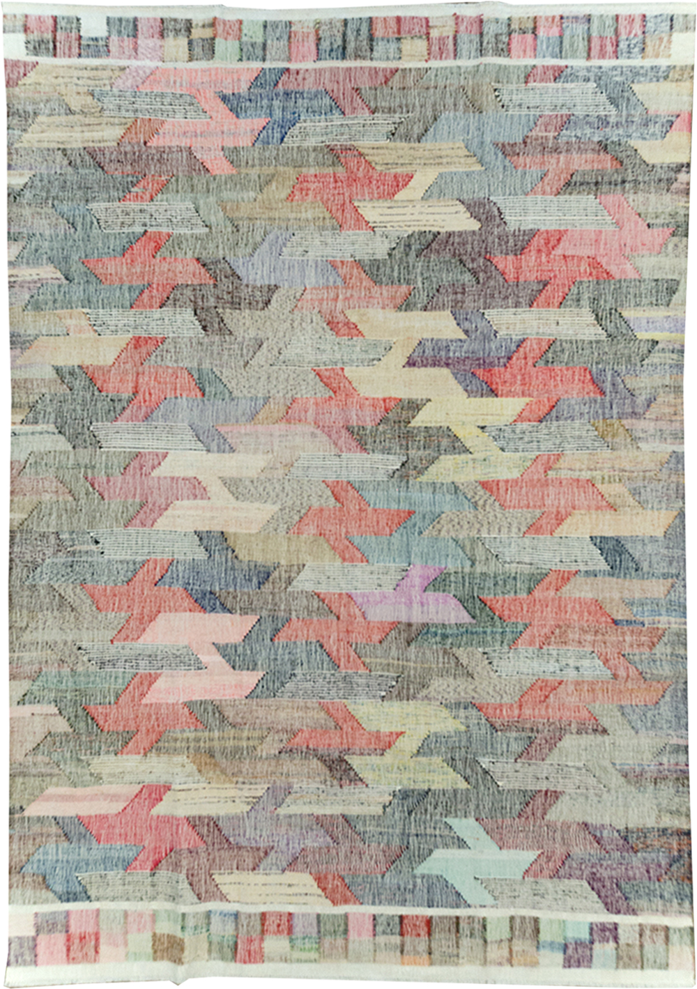Modern Turkish Flatweave Room Size Carpet, No.32535 - Galerie Shabab